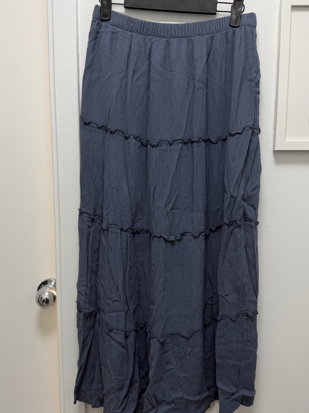 Tiered Maxi Skirt in Slate Blue Hollister
